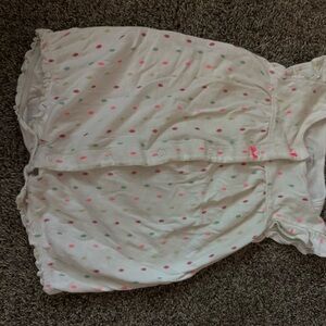 White Baby Romper with Pink and Green Dots